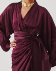Burgundy Draped Dress