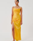 Sunny Yellow Spagetti Draped Dress