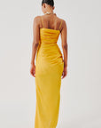 Sunny Yellow Spagetti Draped Dress