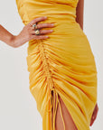 Sunny Yellow Spagetti Draped Dress