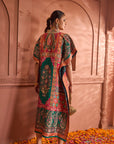 Banarasi Begum Embroidered Kaftan - Green Orange