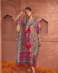 Banarasi Begum Embroidered Kaftan - Green Red