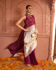 Idylic Adorned Gown Saree With Umbrous Palla - Wine