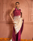 Idylic Adorned Gown Saree With Umbrous Palla - Wine