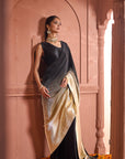 Idylic Adorned Gown Saree With Umbrous Palla - Black