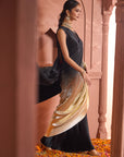 Idylic Adorned Gown Saree With Umbrous Palla - Black