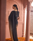 Idylic Adorned Gown Saree With Umbrous Palla - Black