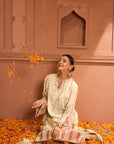 Tissue 3 Piece Kurta Set - Ivory