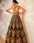 Black geometric pattern lehenga