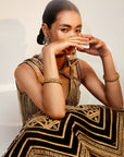 Black geometric pattern lehenga