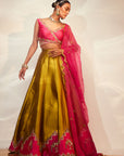 pine and olive green lehenga