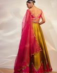 pine and olive green lehenga