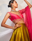 pine and olive green lehenga