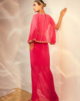 Pink cape skirt set