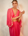 Pink cape skirt set
