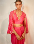 Pink cape skirt set