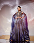 Midnight blue mirror work lehenga