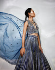 Midnight blue mirror work lehenga