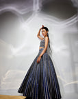 Midnight blue mirror work lehenga