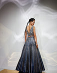 Midnight blue mirror work lehenga