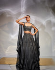Midnight black mirror work lehenga