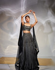 Midnight black mirror work lehenga