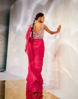 Pink ruffle drape saree