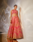 Pink geometric pattern lehenga