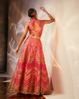 Pink geometric pattern lehenga