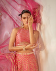 Pink geometric pattern lehenga