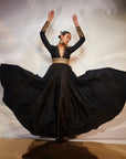 Black A line embellished Anarkali