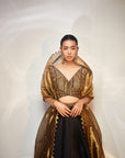 Black & gold tisssue work lehenga
