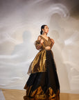 Black & gold tisssue work lehenga
