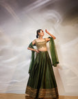 Green & gold work lehenga