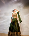 Green & gold work lehenga