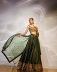 Green & gold work lehenga