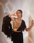 Black ruffle drape saree
