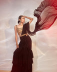Black ruffle drape saree