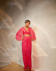 Pink cape skirt set