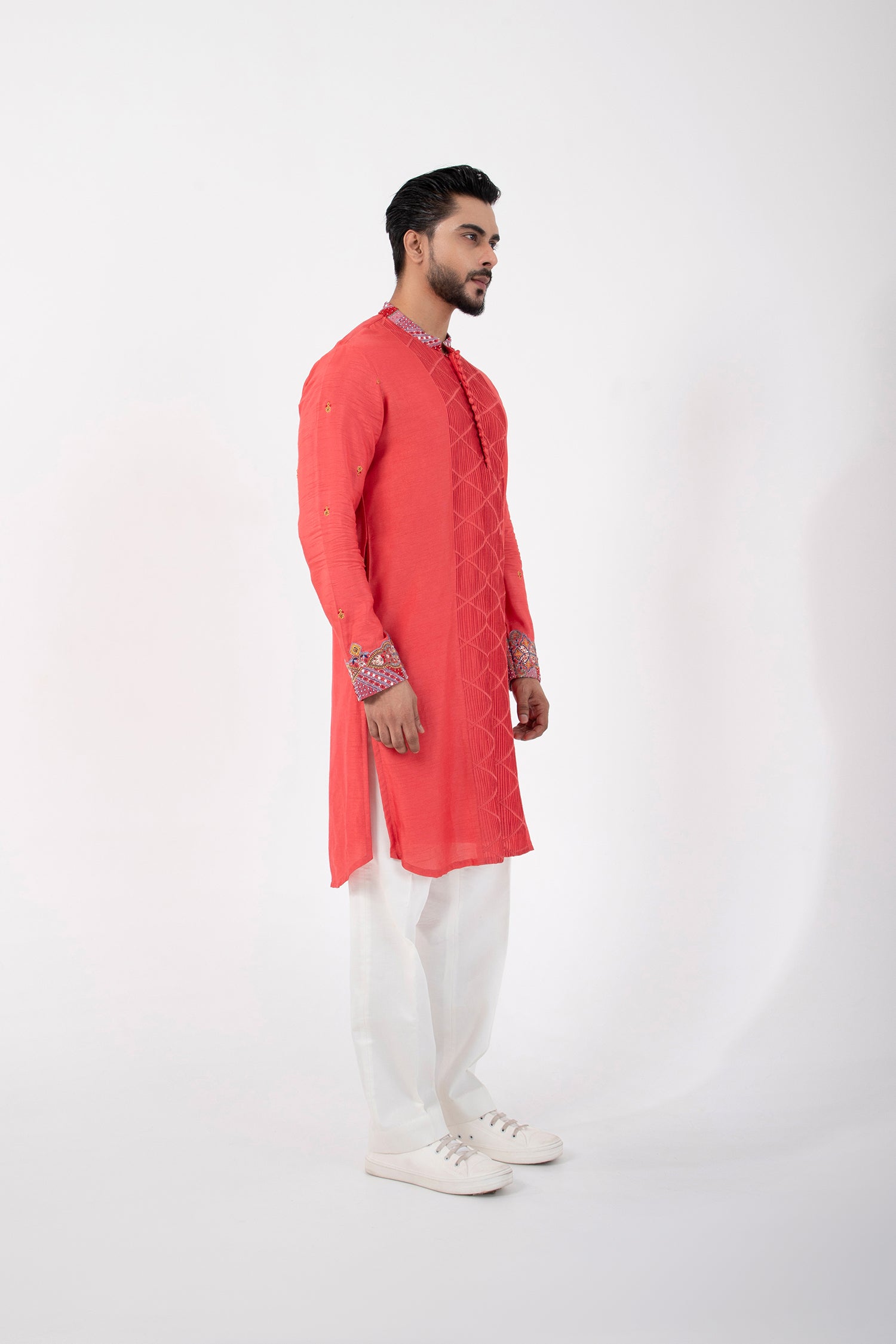 Coral Red Kurta Set