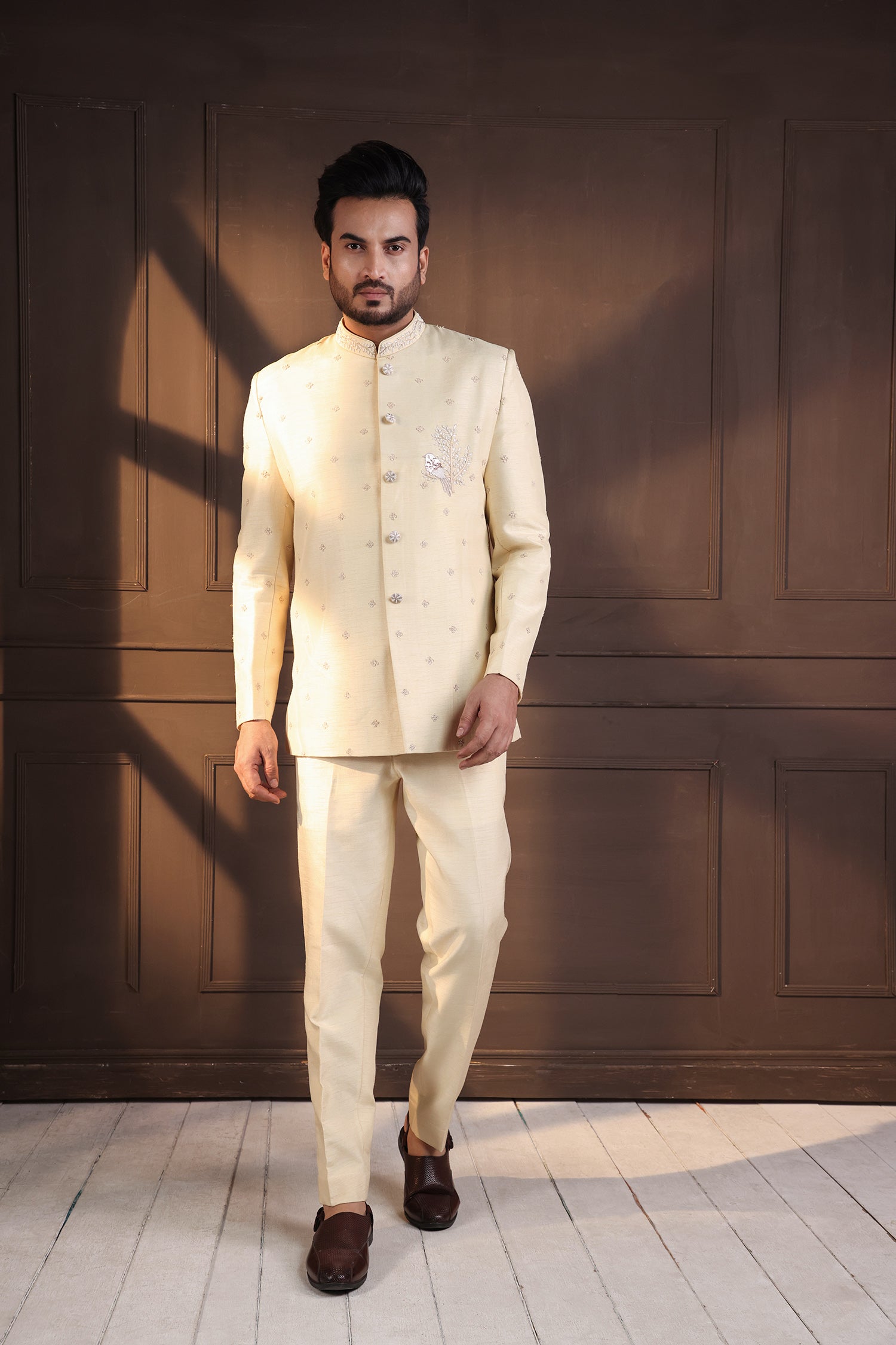 Ivory Embellished Bandhgala Suit