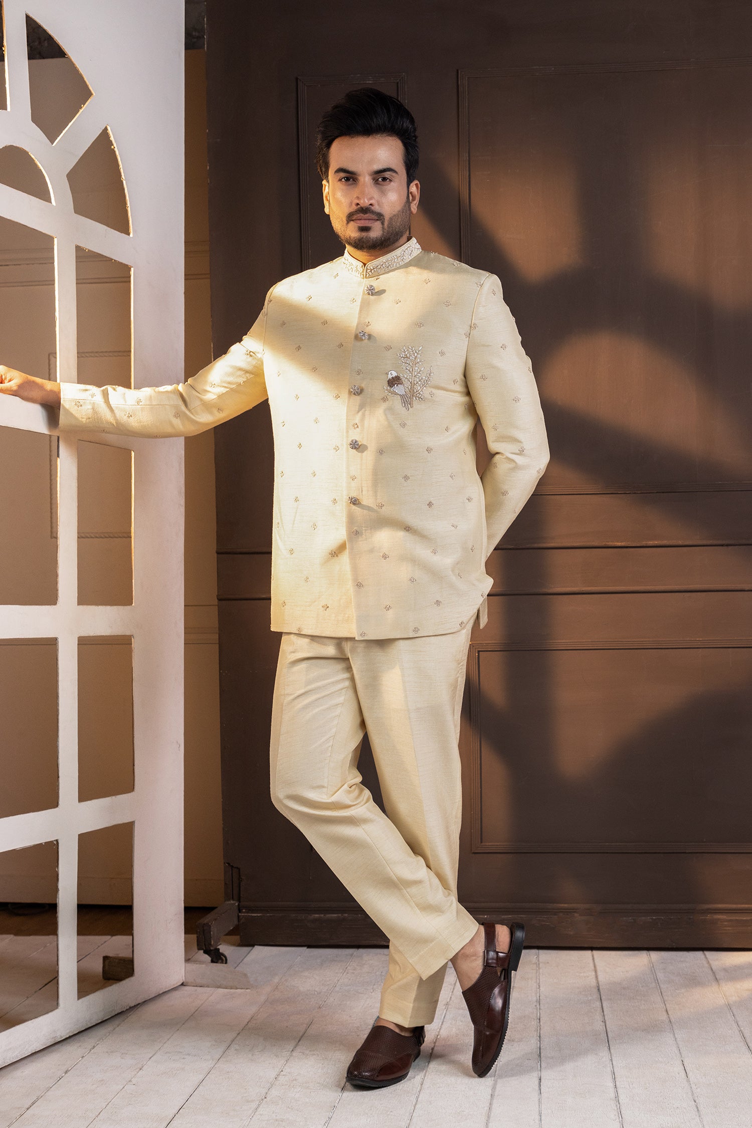 Ivory Embellished Bandhgala Suit