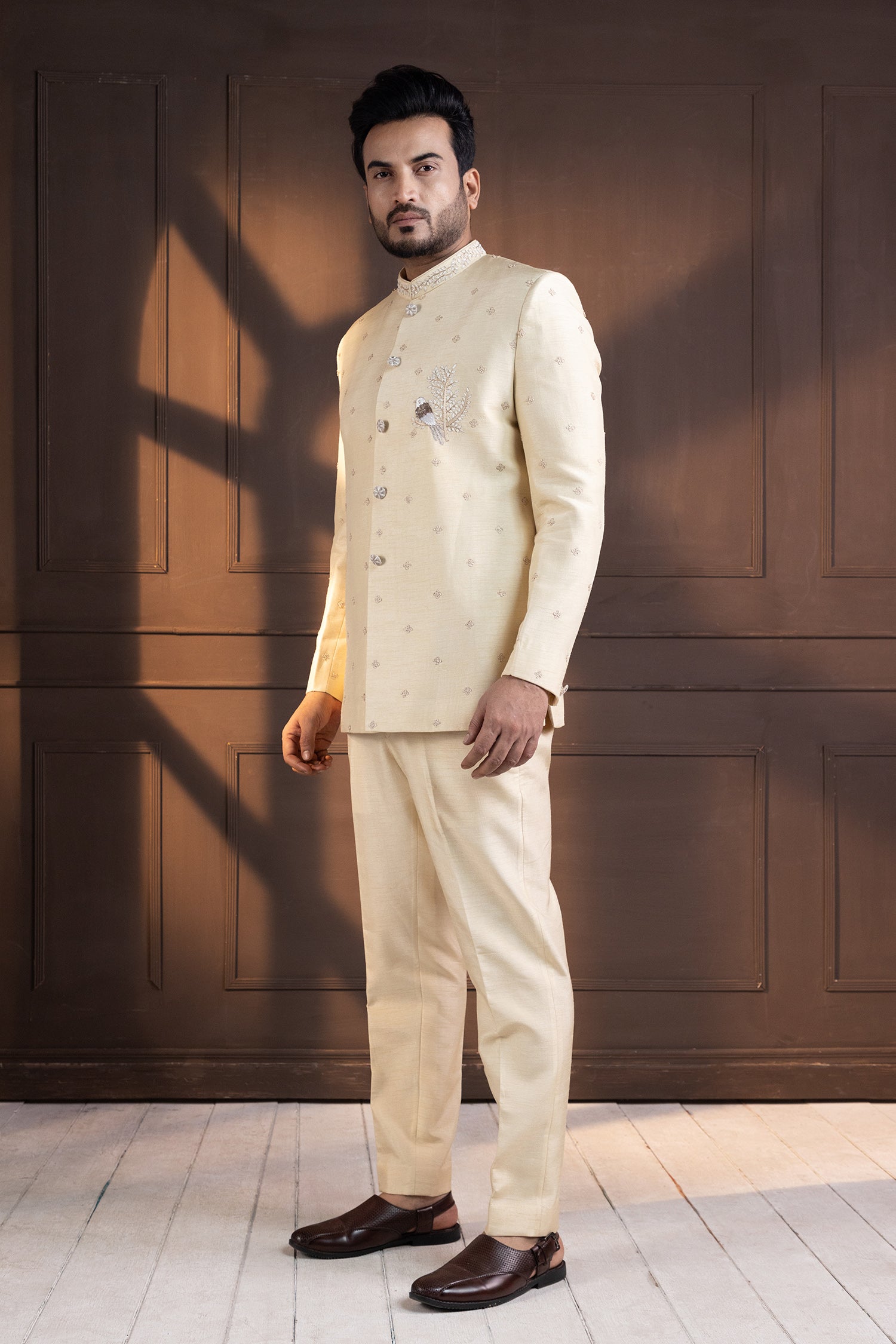 Ivory Embellished Bandhgala Suit