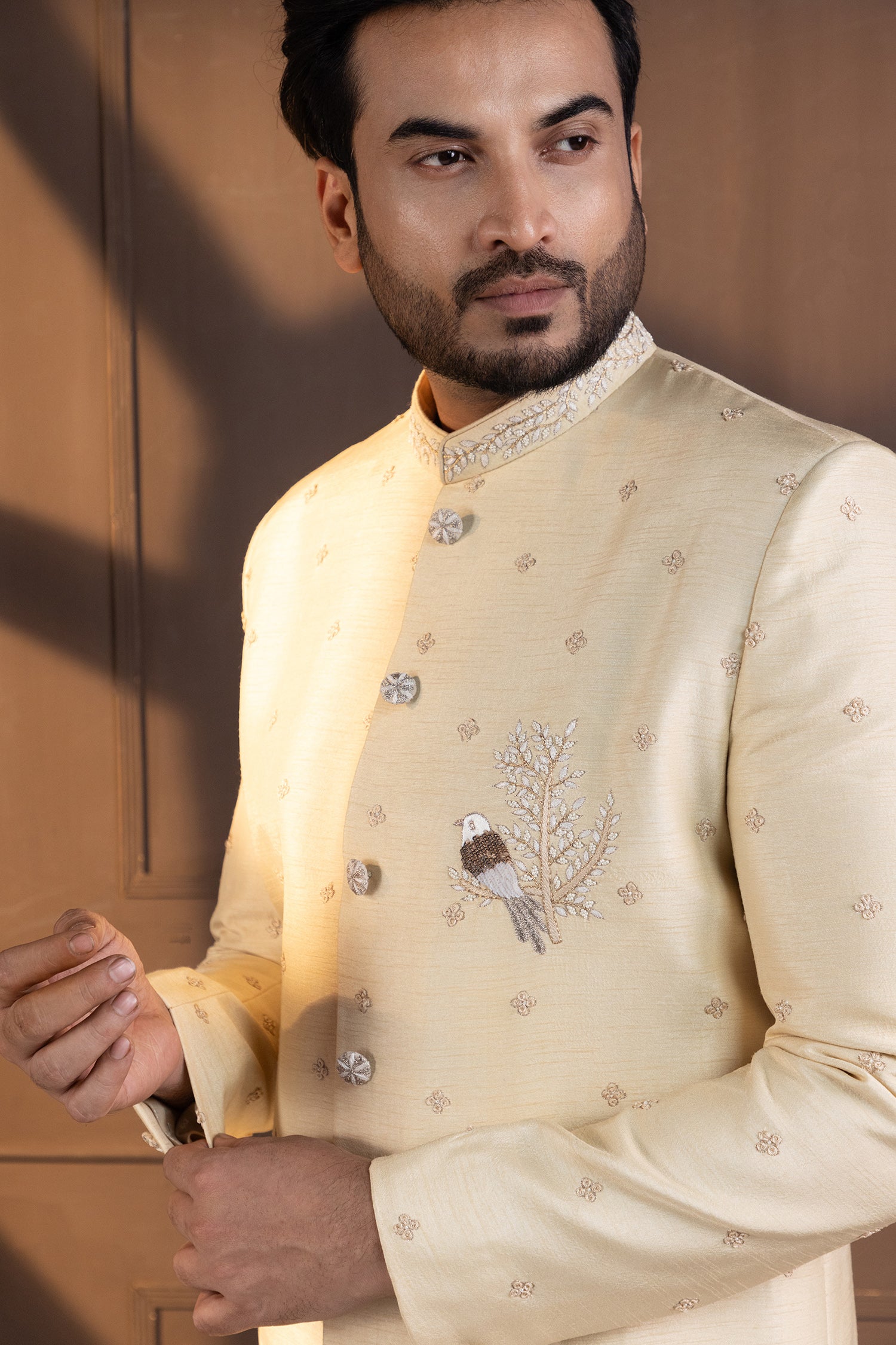 Ivory Embellished Bandhgala Suit