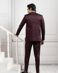 Embroidered Wine Bandhgala Set