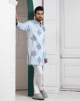 Regal Sky Blue Embroidered Men'S Kurta Set