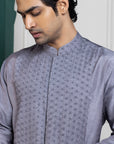 Silver Intricate Embroidered Kurta
