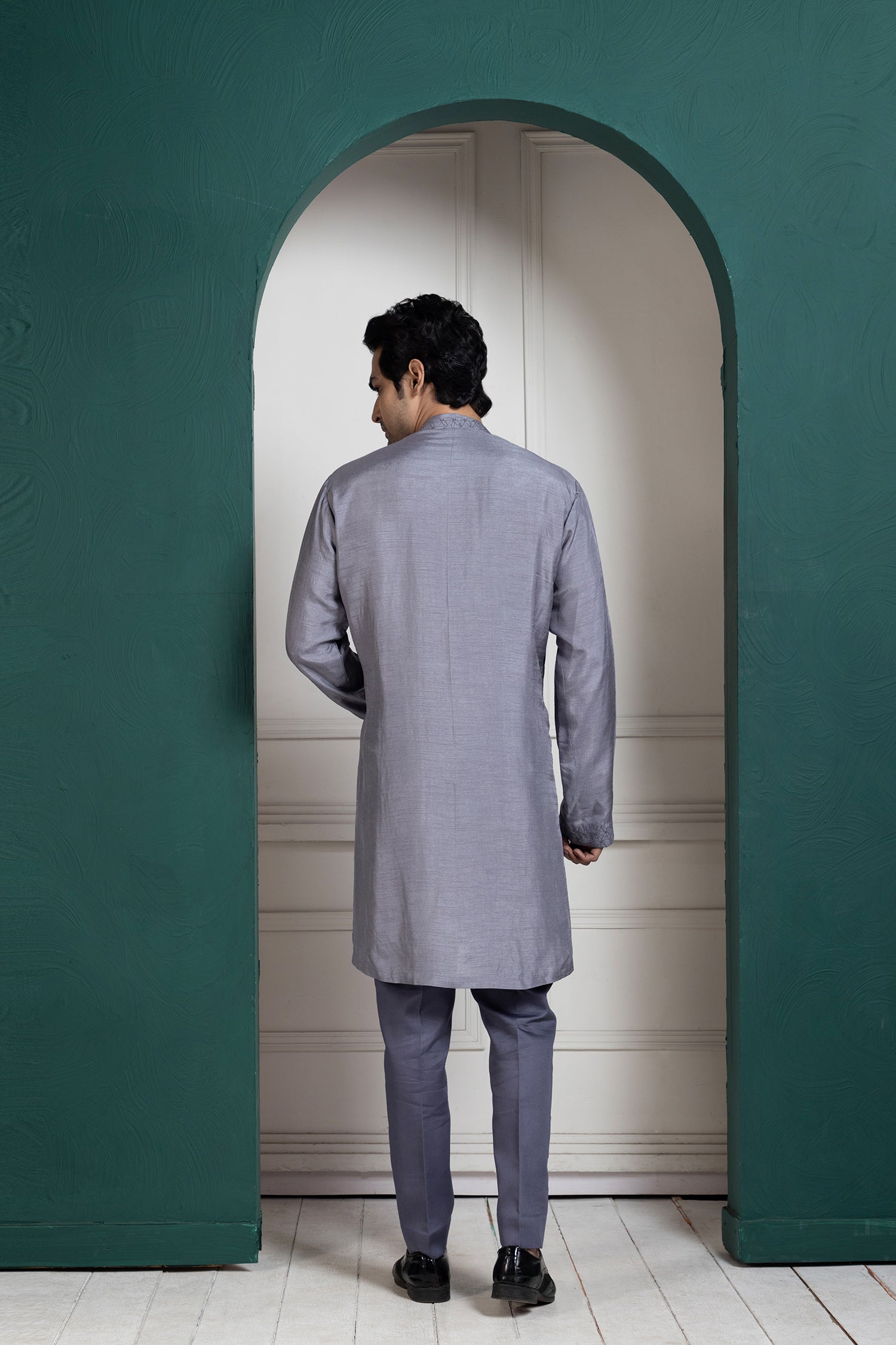 Silver Intricate Embroidered Kurta