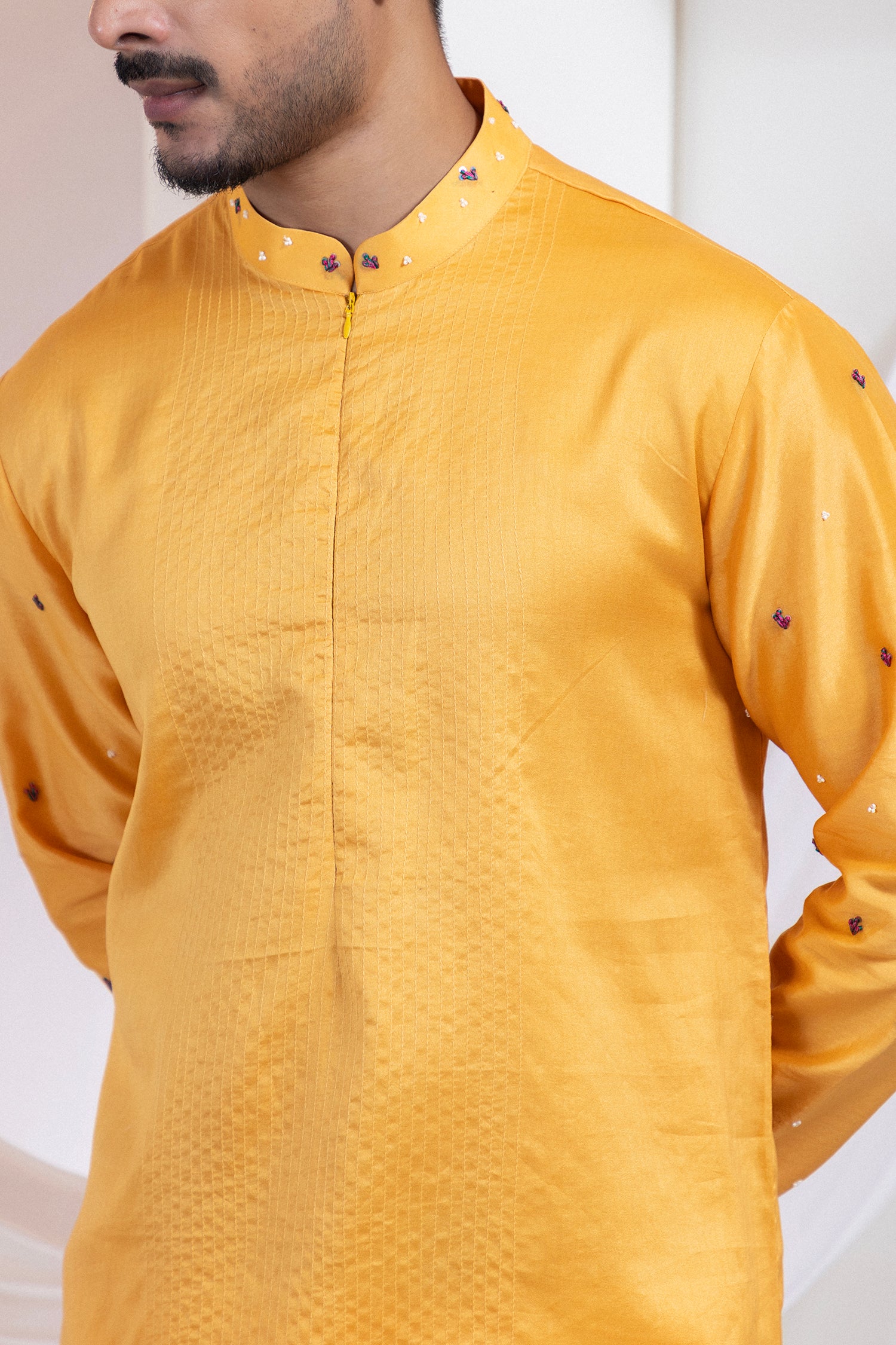 Etch Line Kurta With Blosson Nehru Jacket