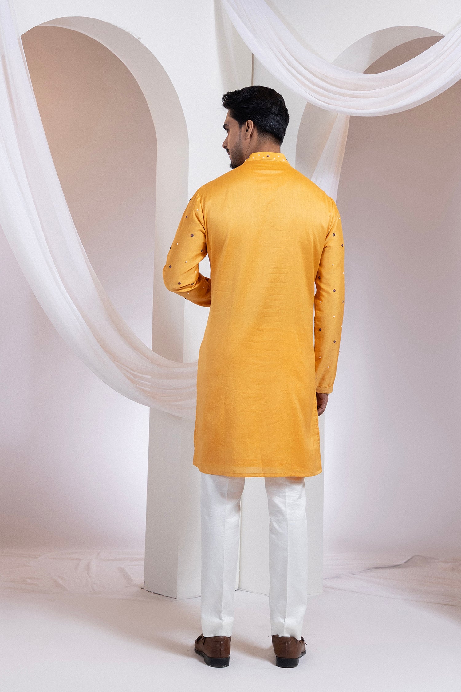 Etch Line Kurta With Blosson Nehru Jacket